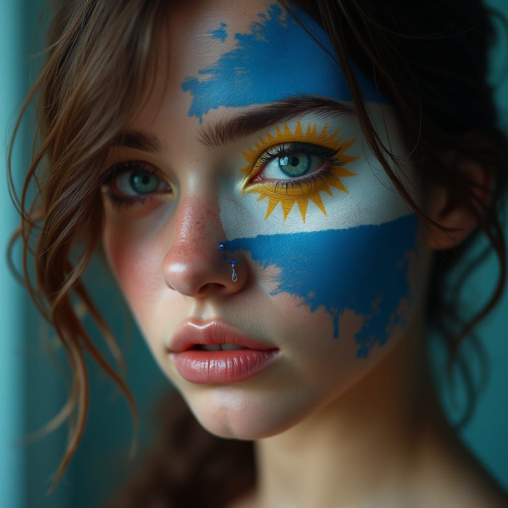 Uruguayan Woman's Melancholy Portrait in Matte Painting Styl...