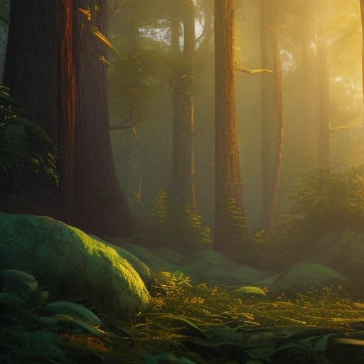 Fantastical Sunny Forest Concept Art in Deep Color