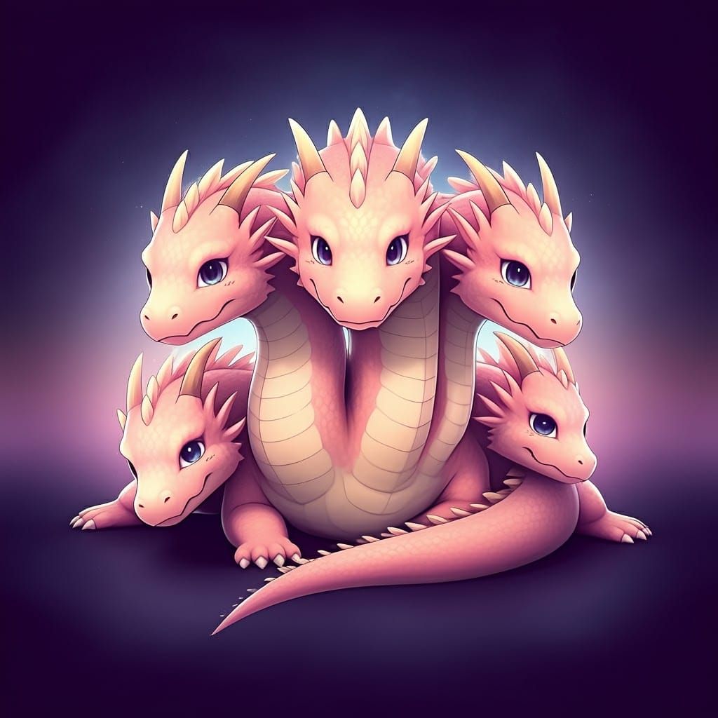 cute dragon, with 4 heads(4)
