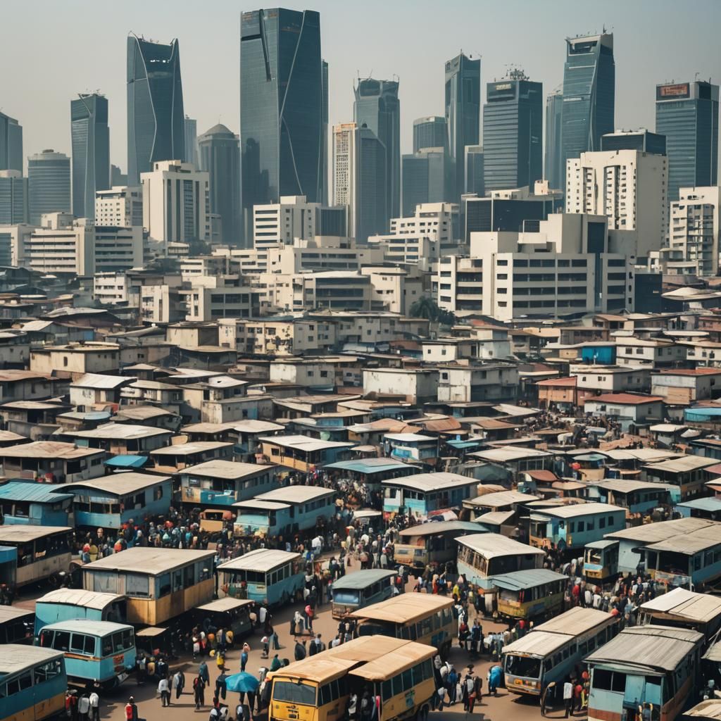 Lagos Nigeria Skyline with Diverse Workforce