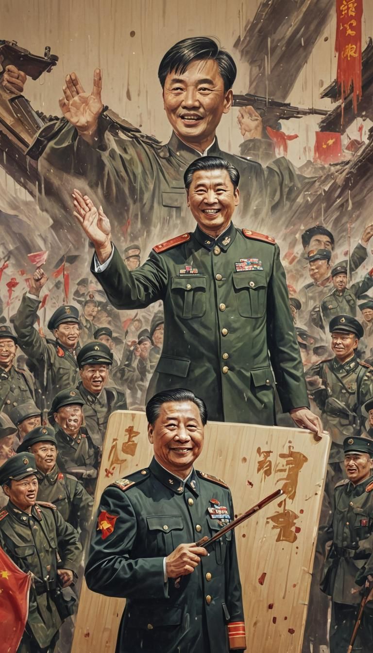 Chinese President Portrait in Whimsical Illustration Style