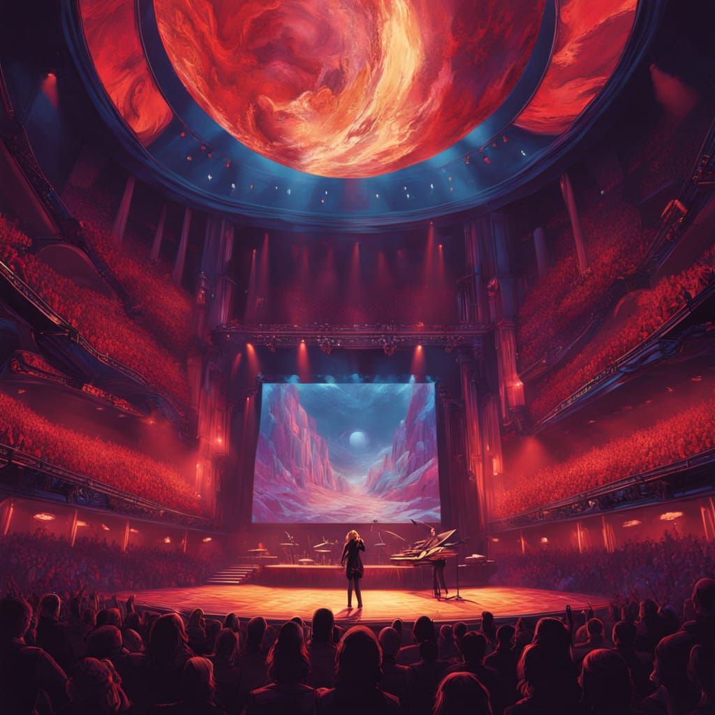 Electrifying Concert Hall in Vibrant, Fantasy Concept Art St...
