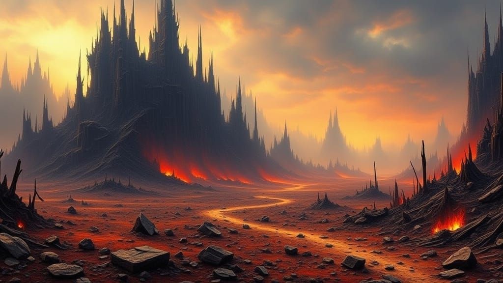 Post-Apocalyptic Trek Through War-Torn Landscape