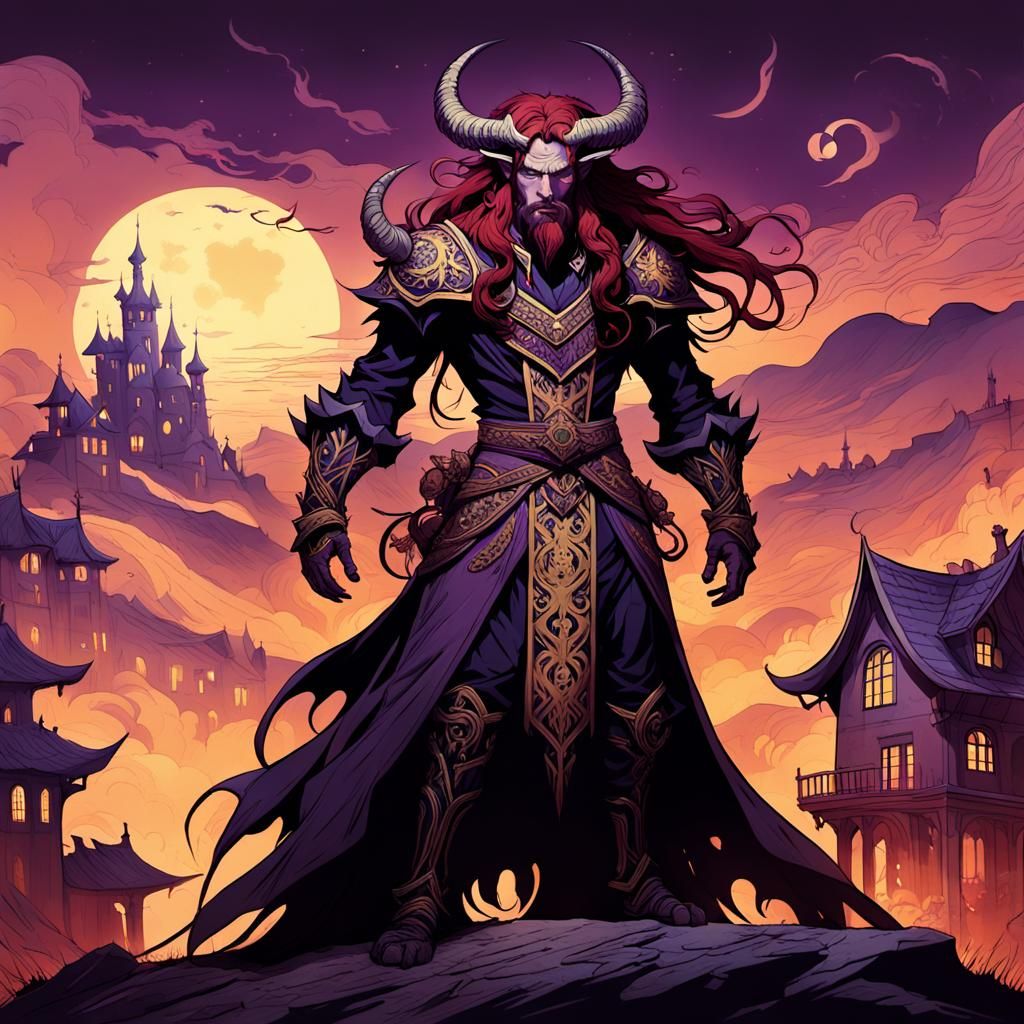 Elegant Monster in Dark Fantasy Art Nouveau Style