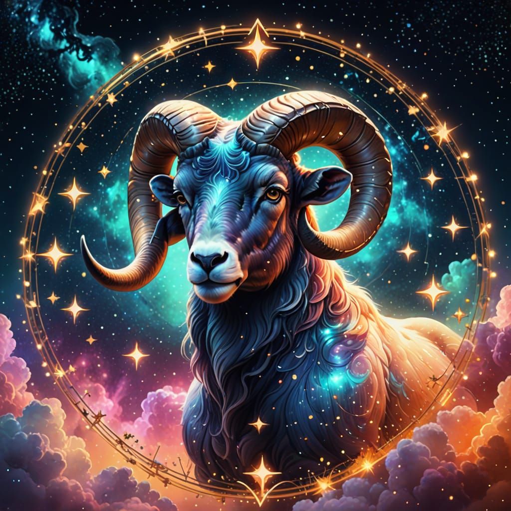 Aries Sign in Fantasy Digital Art Style