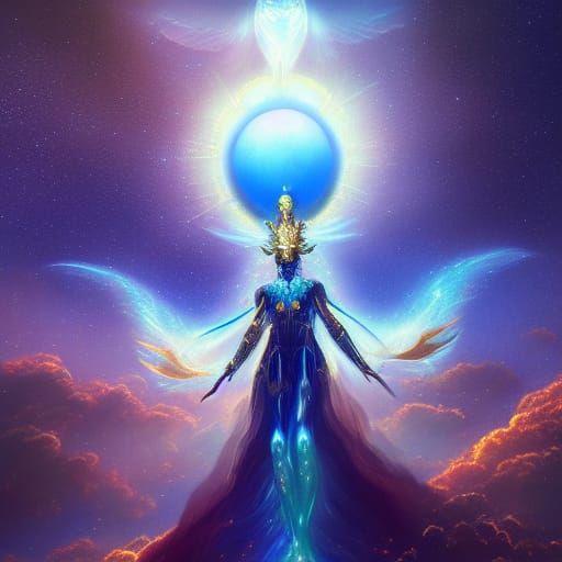 Celestial Alien God in Detailed Matte Painting