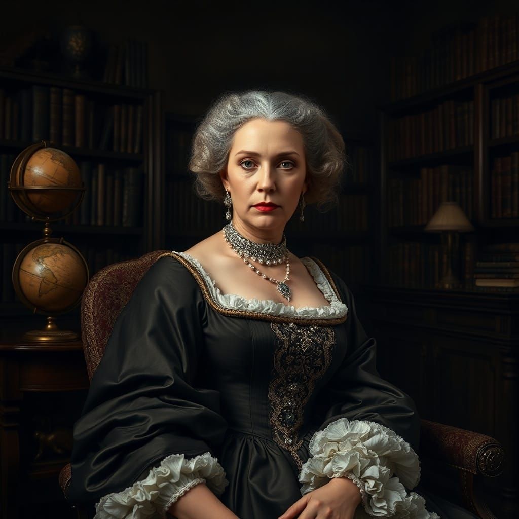 Noblewoman Portrait in Classical Oil Painting Style