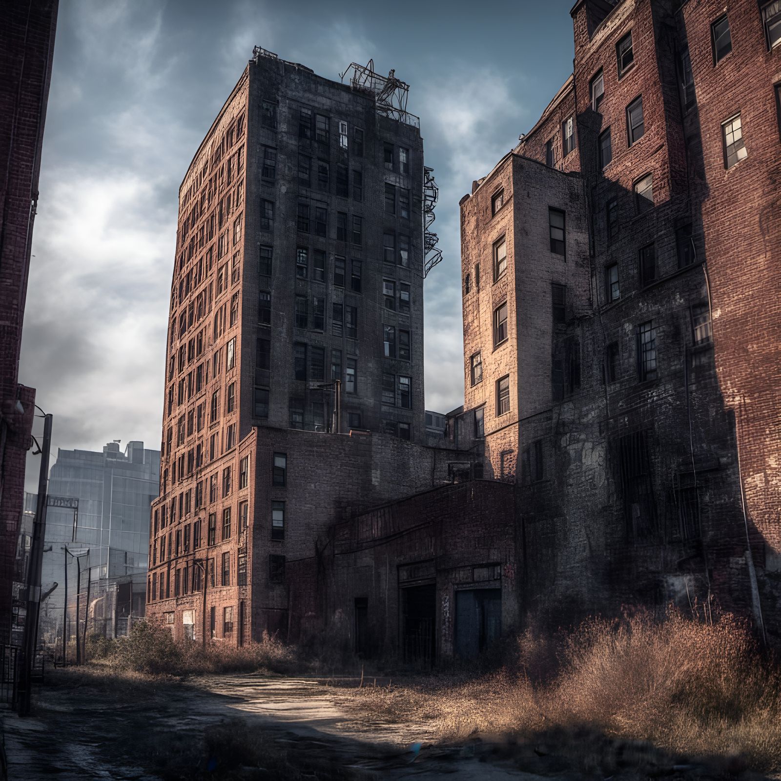 Abandoned Buildings in Cosmic Landscape, 3D Render