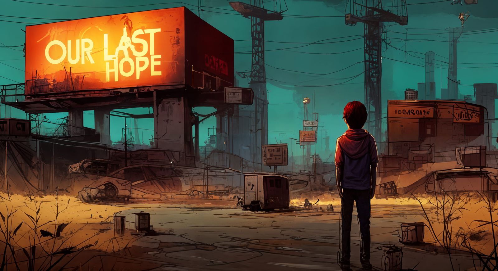 Boy Before Billboard: Hopeful Matte Painting