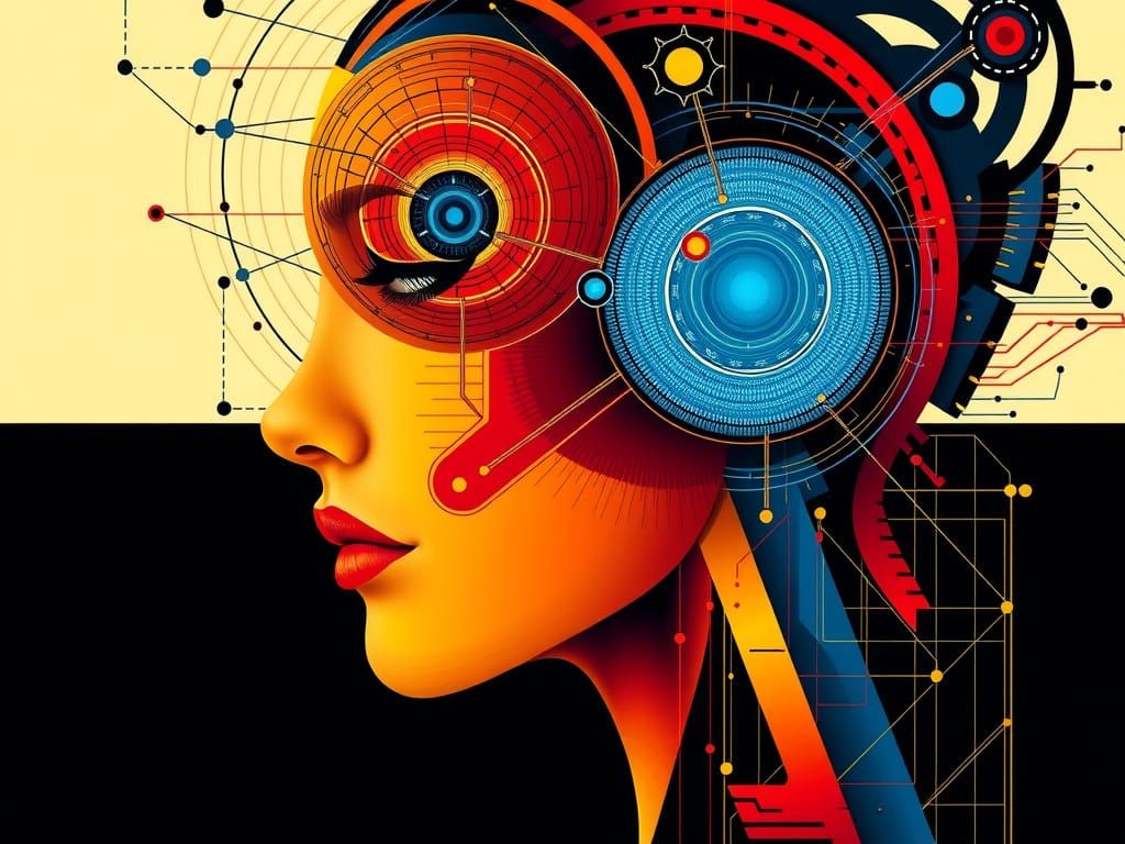 Stylized Portrait of a Woman in Geometric Harmony