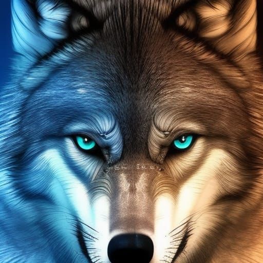 Blue-Eyed Wolf: Dramatic Digital Matte Painting