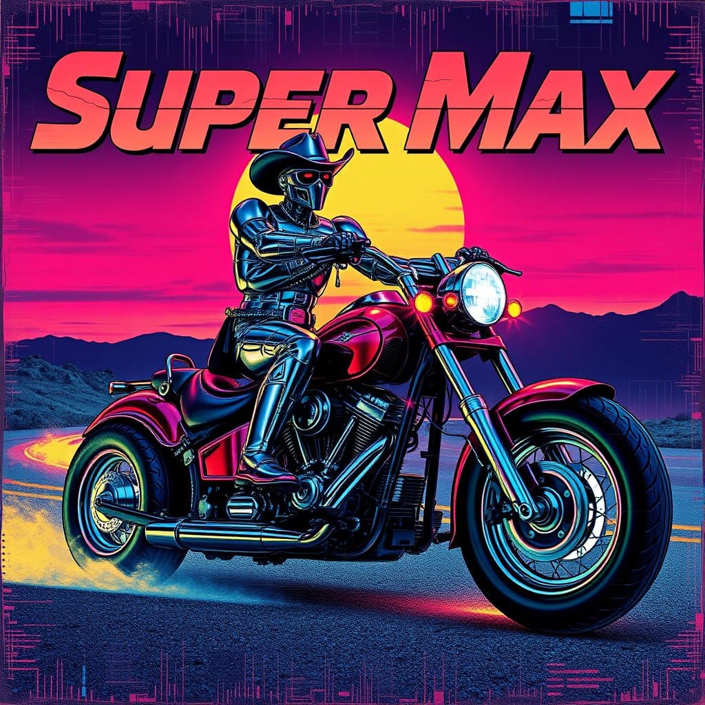 Gritty Diesel-Punk Robot Cowboy Album Cover Art