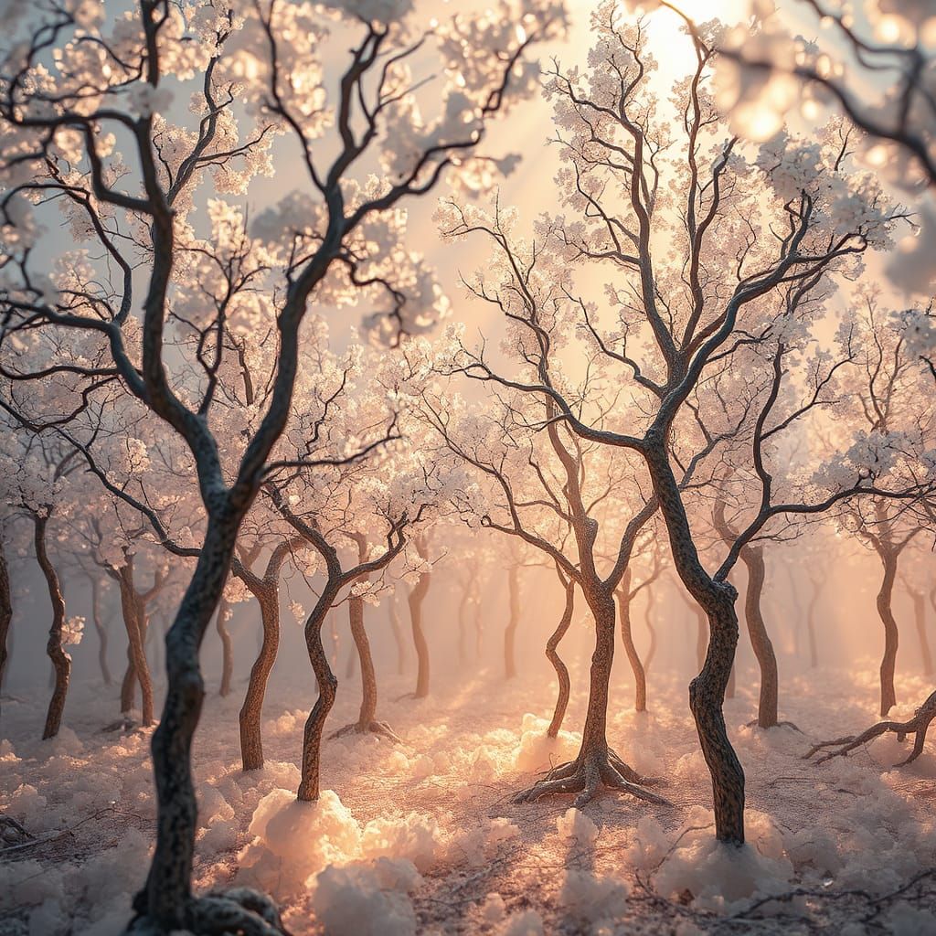 Surreal Himalayan Salt Forest in Soft Focus