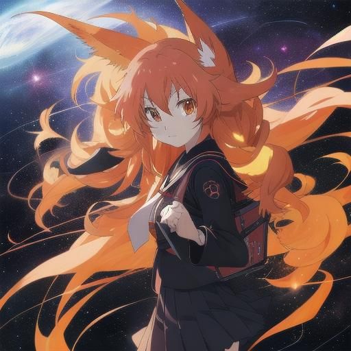 Anime Flareon Girl in Space School Uniform