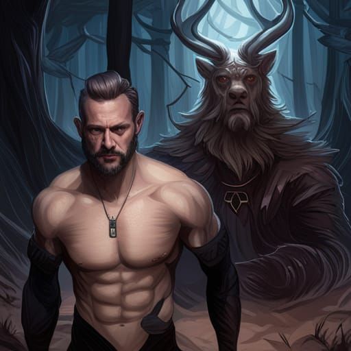 Gothic Noir Portrait of a Demonic Barbarian