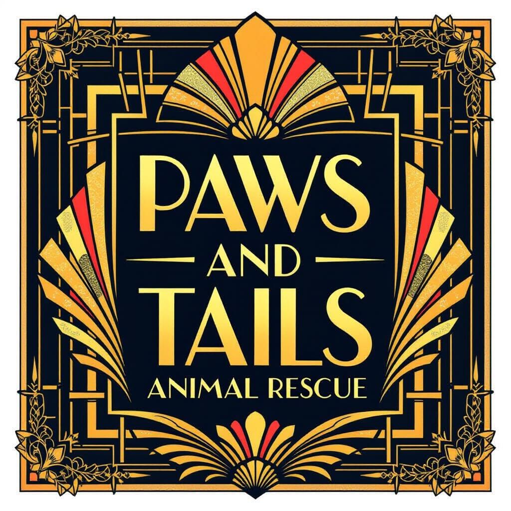 Art Deco Logo for Paws and Tails Animal Rescue