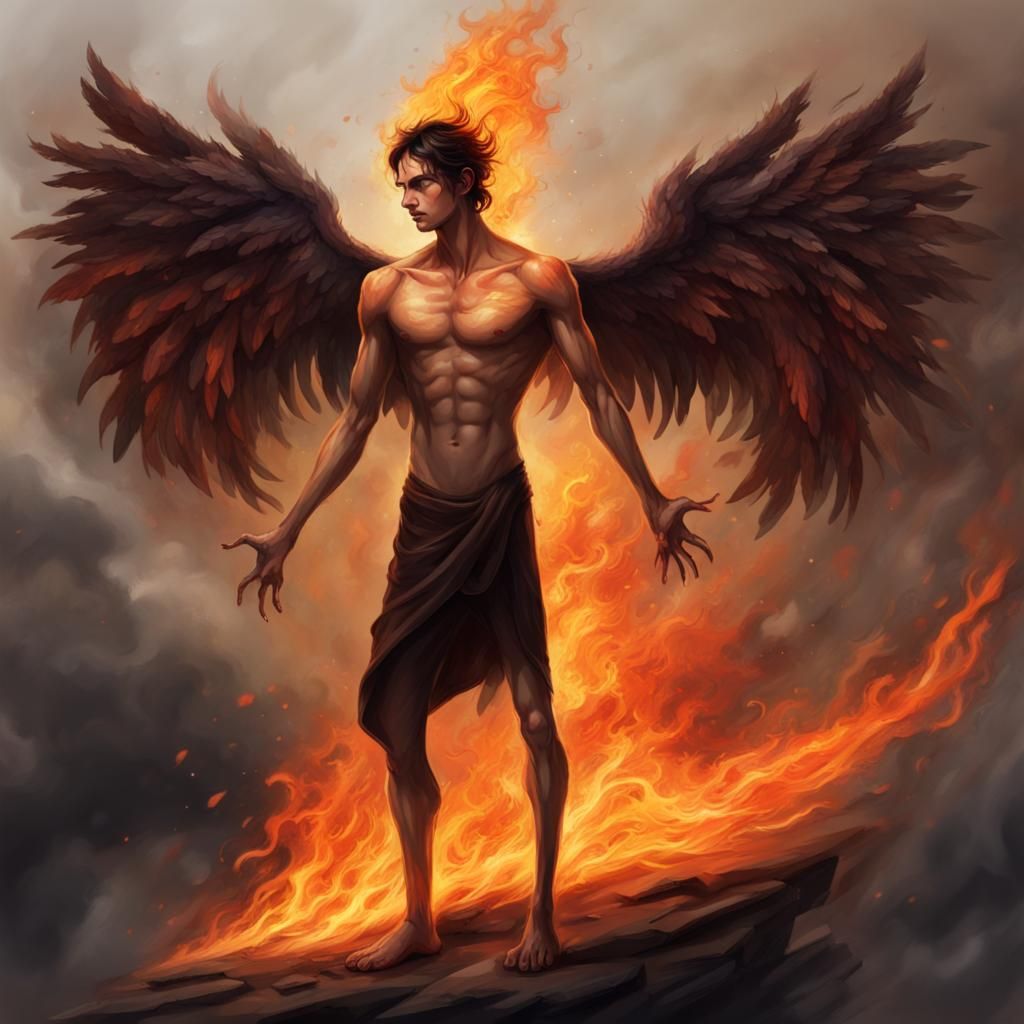 Man Rises from Fire Like a Phoenix