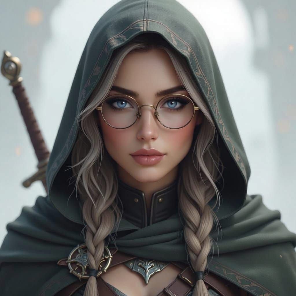 Ranger Woman with Glasses and Cape, Detailed Portrait