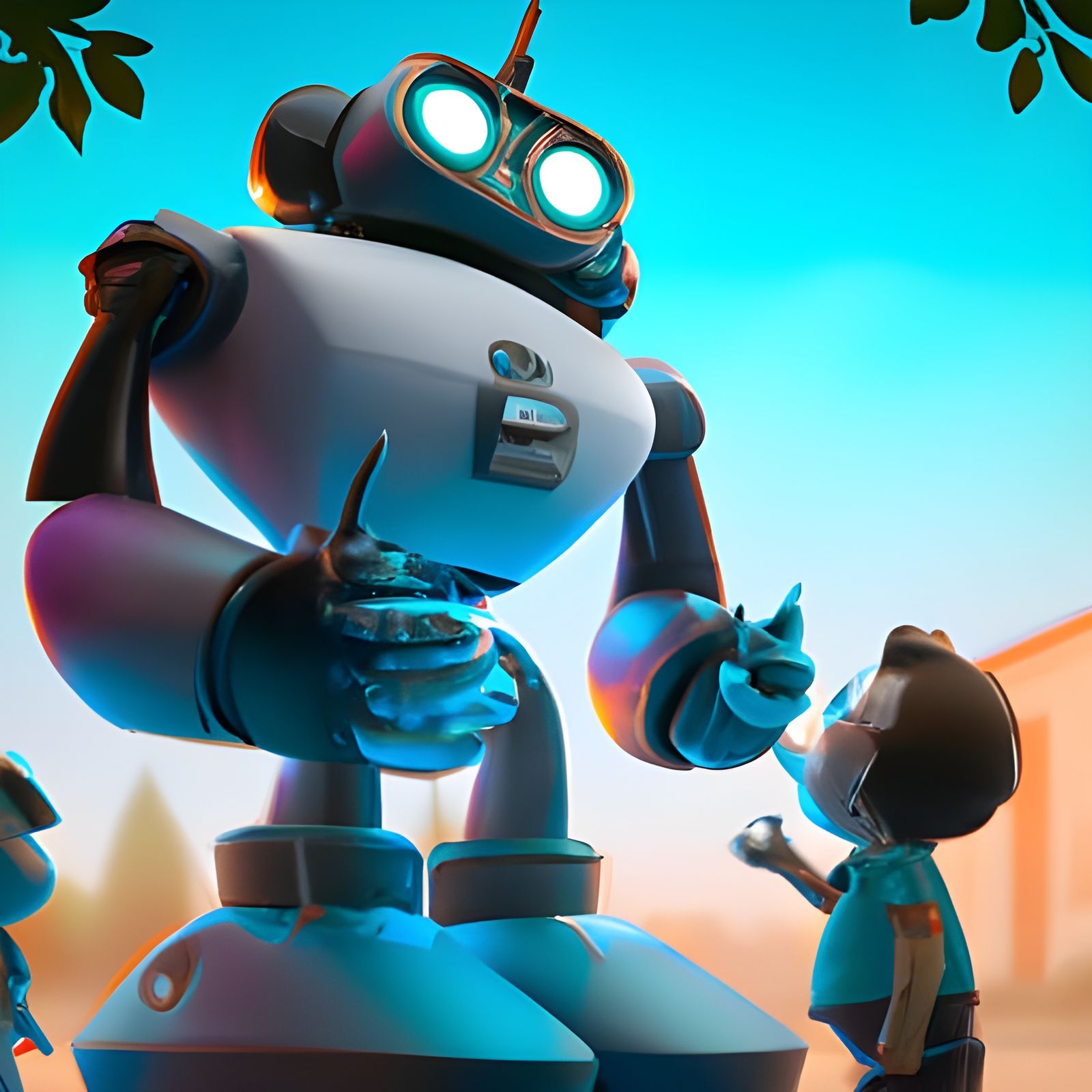 Friendly Mecha Entertaining Children, Pixar Style