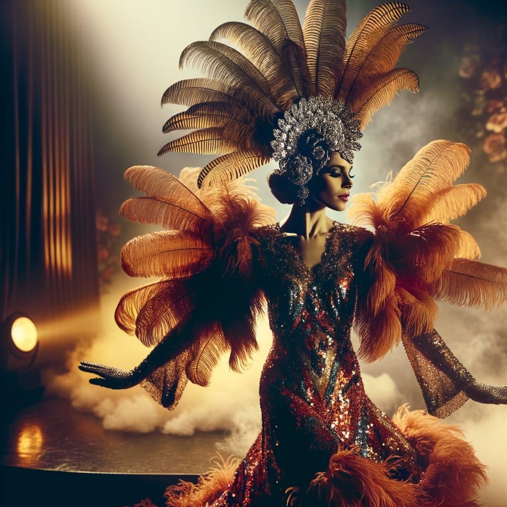 Vintage Cabaret Dancer in Art Deco Style