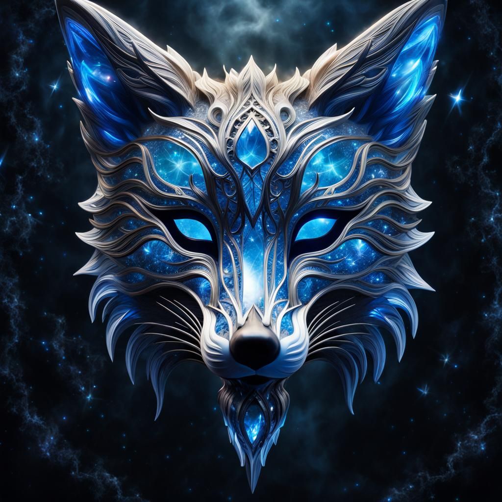 Ethereal Crystal Fox Mask in Moonlight
