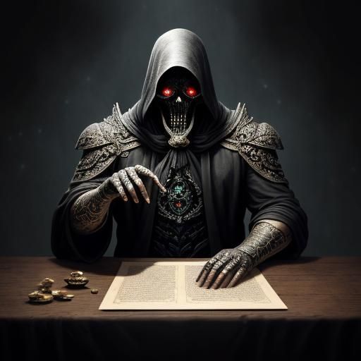 Reaper of Death Emerges from Ancient Scroll