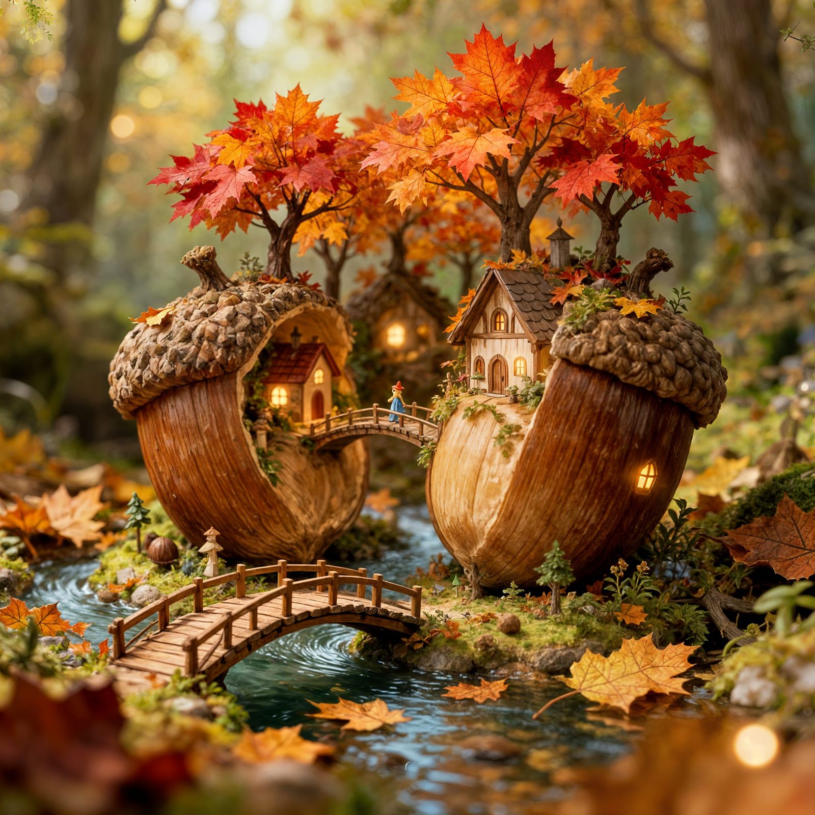 Acorn Village with Maple Trees in Blazing Color