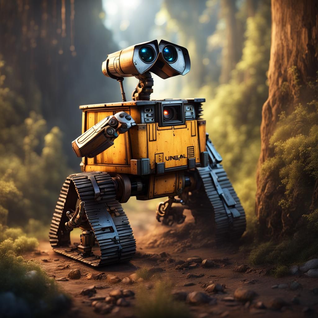 Wooden Robot Knight Wall-E: Detailed Matte Painting
