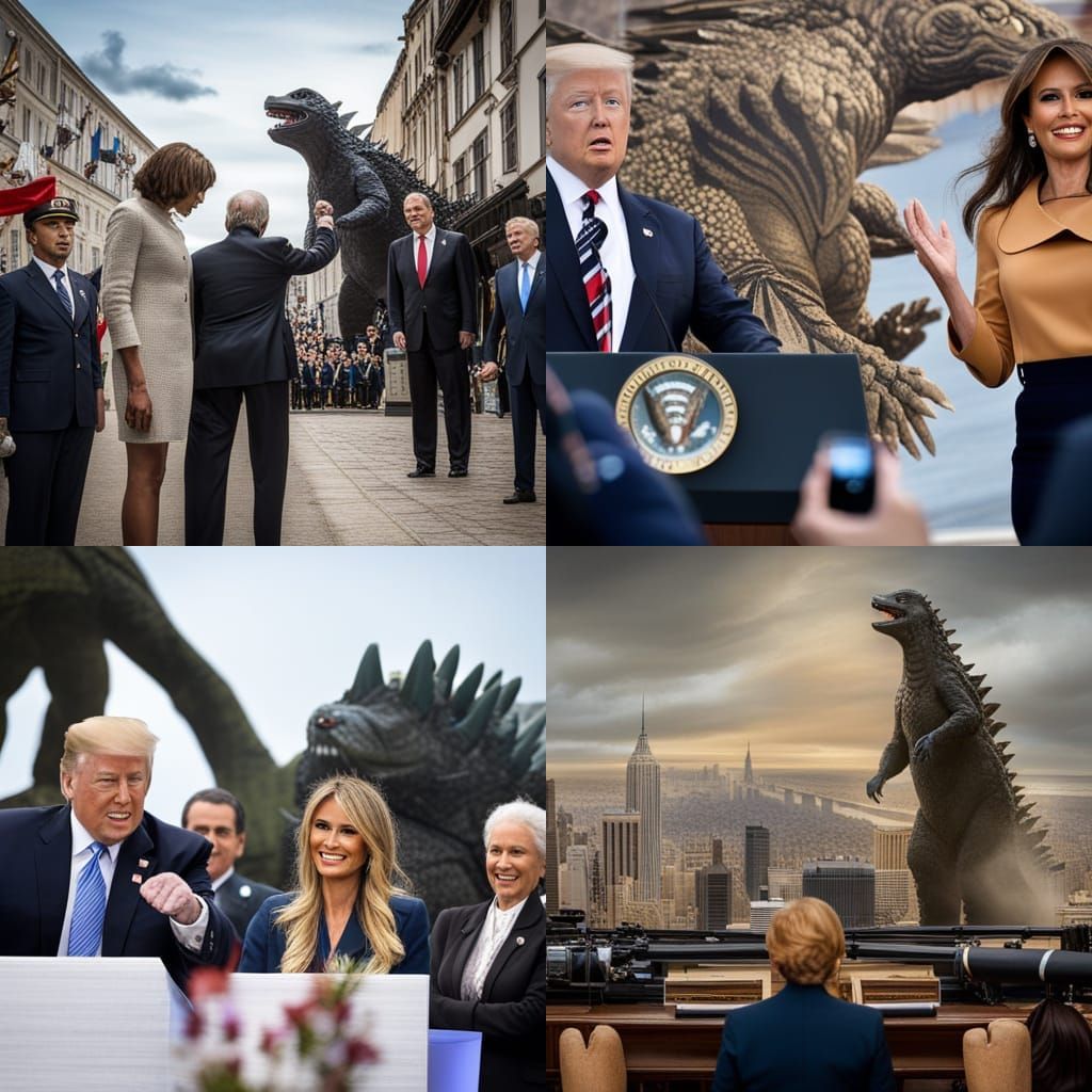 Godzilla and Melania Trump Press Conference
