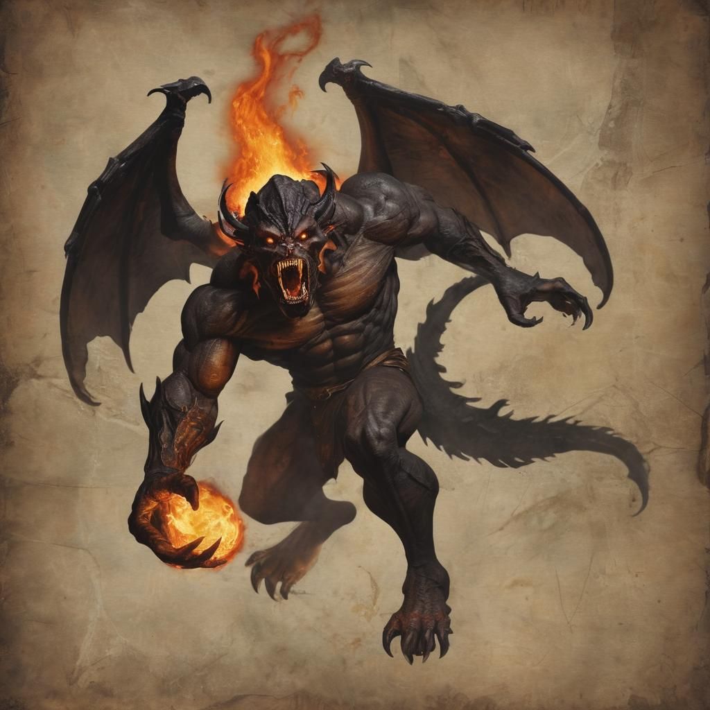 Balrog of Shadow and Flame in Tenebrism Style