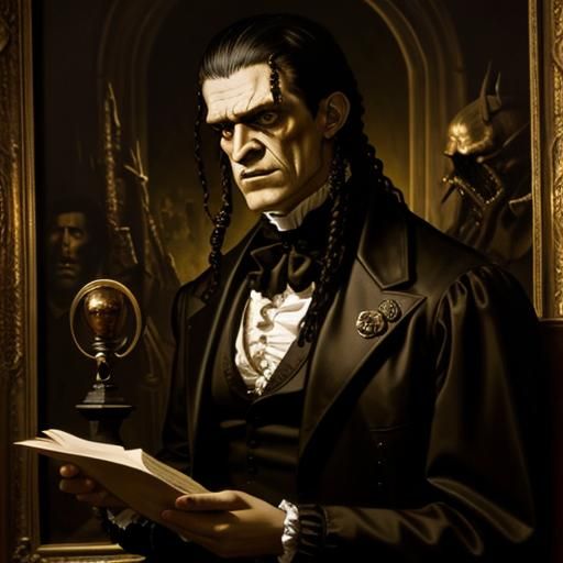 Frankenstein's Monster in Macabre Oil Painting Style