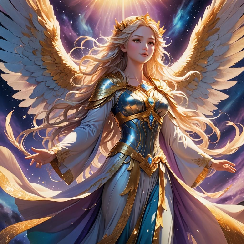 Anime Goddess of Light with Wings Outstretched