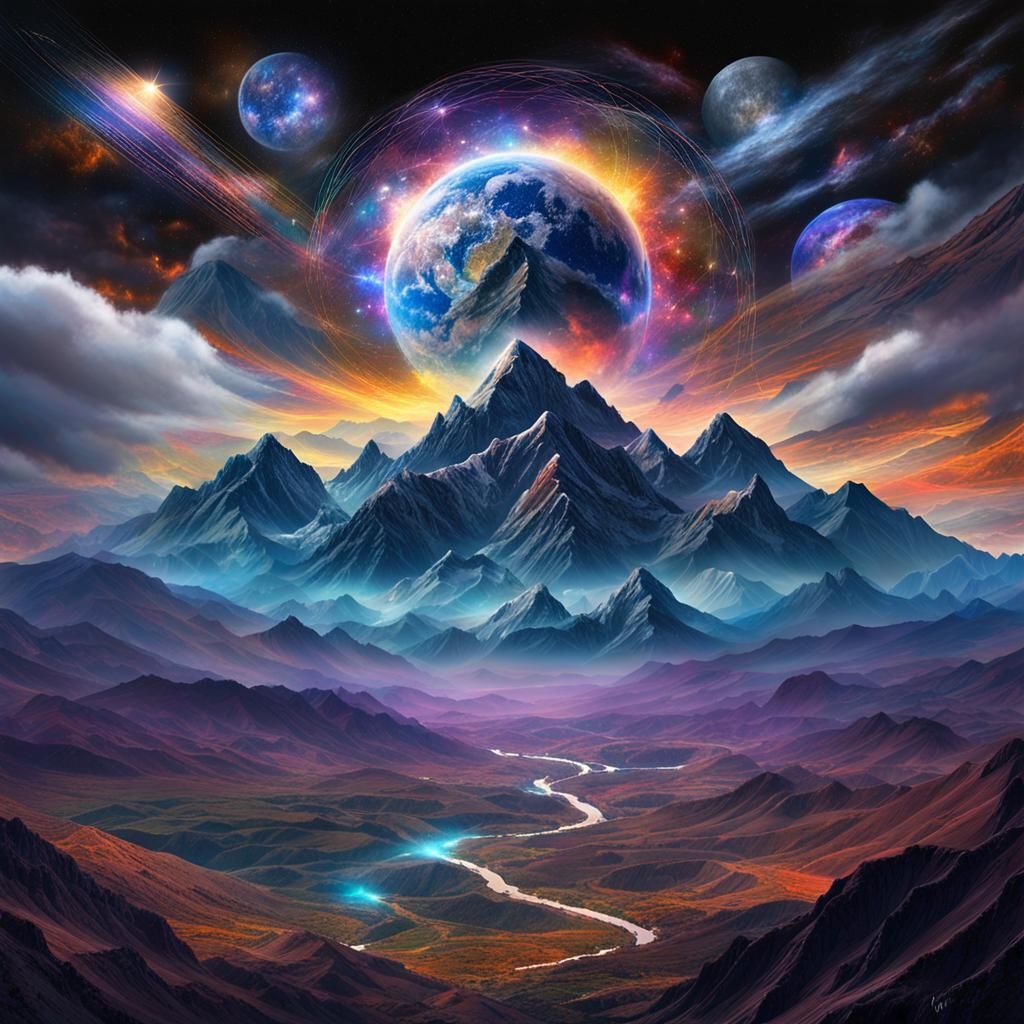 Cosmic Darkness: Holographic Astral Illustration