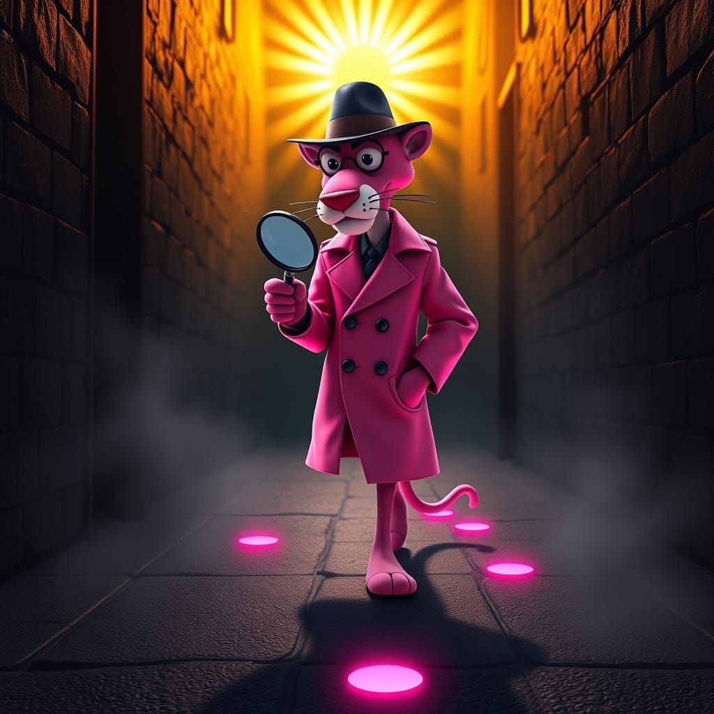 Sleuth in Pink Pursuit Through a Mysterious Alleyway in Vibr...