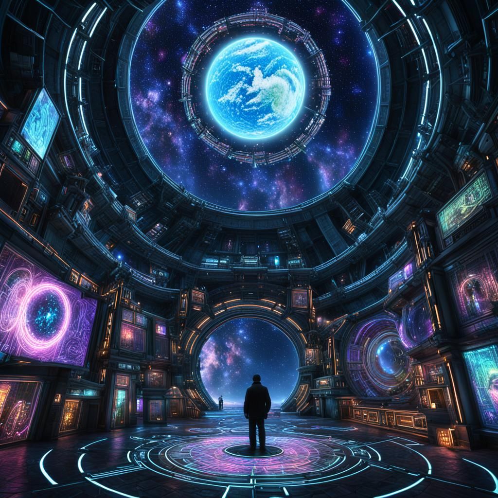 Neon-Gothic Cyberpunk Portal to Reincarnation Cycle