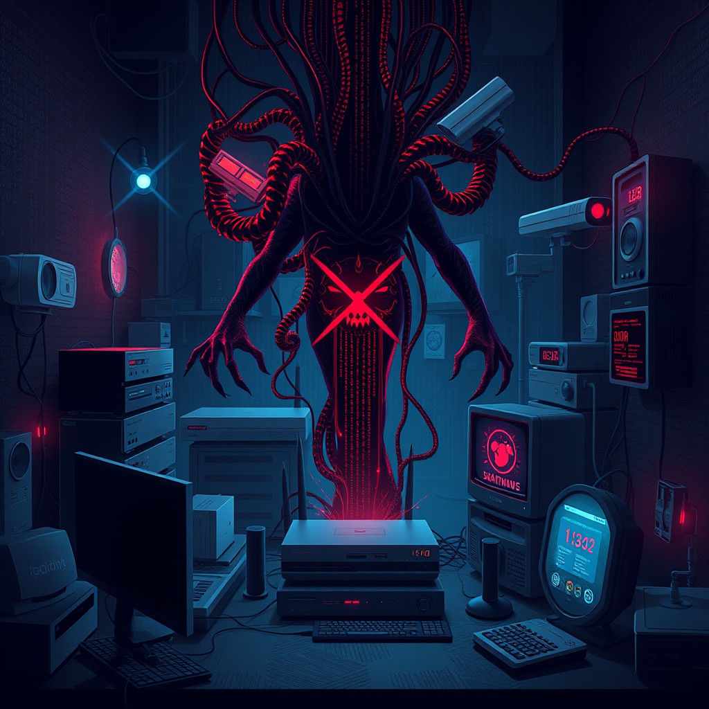 Ominous Botnet Malware Threat in Digital Art Style