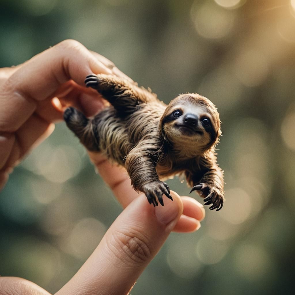 Tiny Sloth Climbs a Human Finger: Macro Film Still