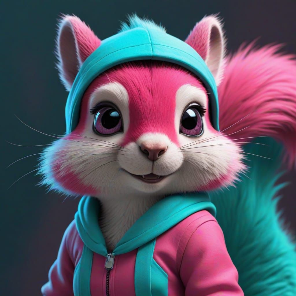 A vibrant high-resolution anime-style anthro squirrel with f...