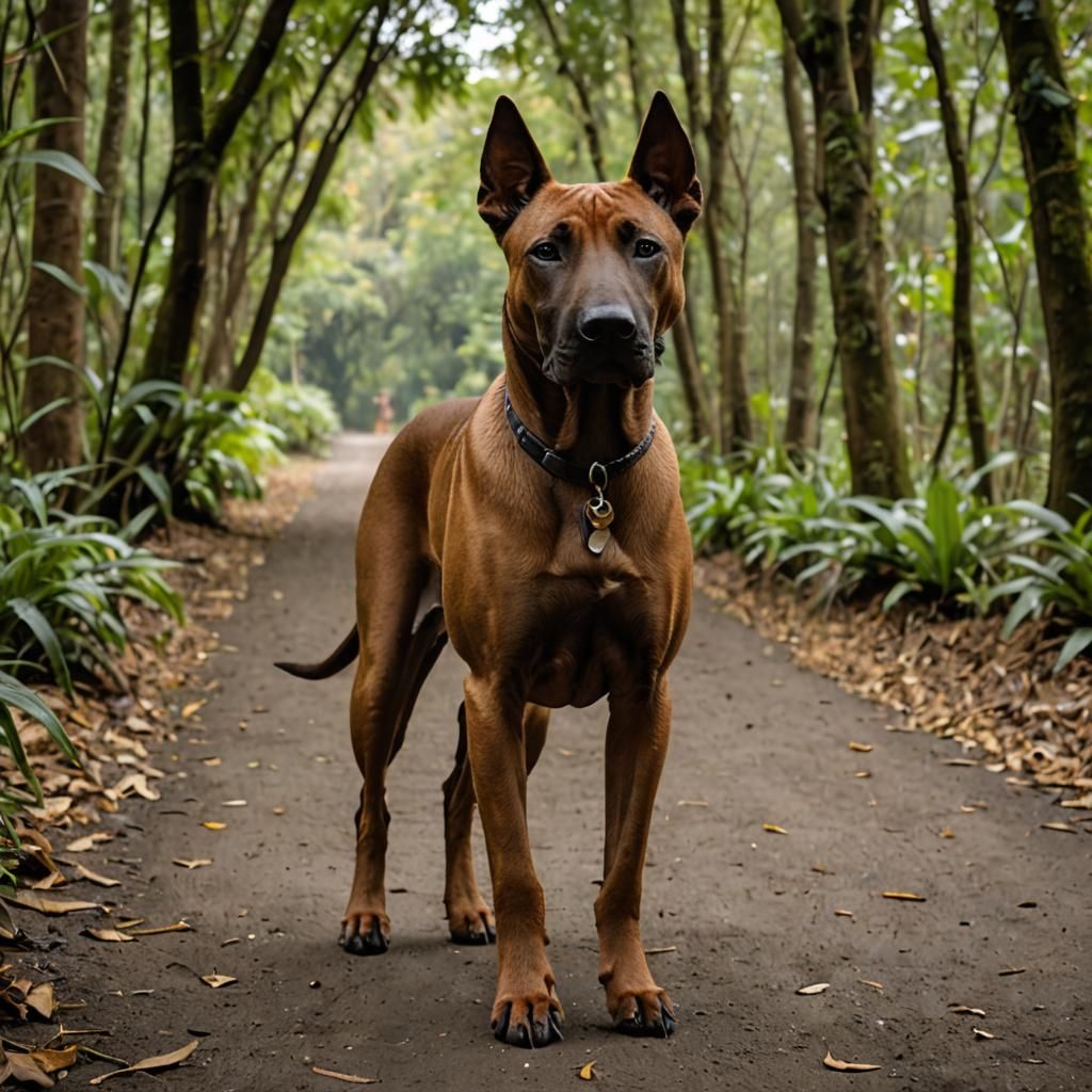 Confident Brown Thai Ridgeback Walking
