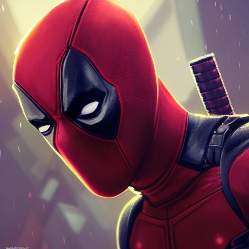 Hyperdetailed Deadpool Portrait in Art Nouveau Style