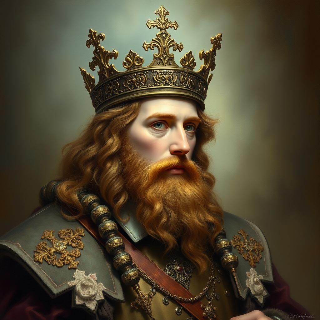 Medieval Portrait of Charles the Great in Ethereal Style