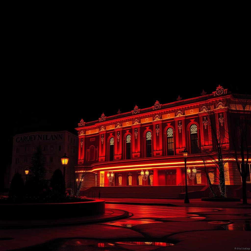 Ornate Red and Gold Heart on Black Background