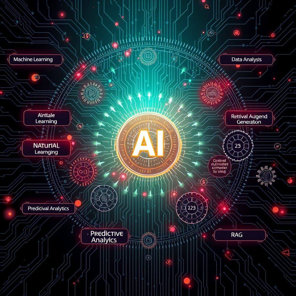Surreal Cyberpunk Vision of AI Core in Futuristic Labyrinth