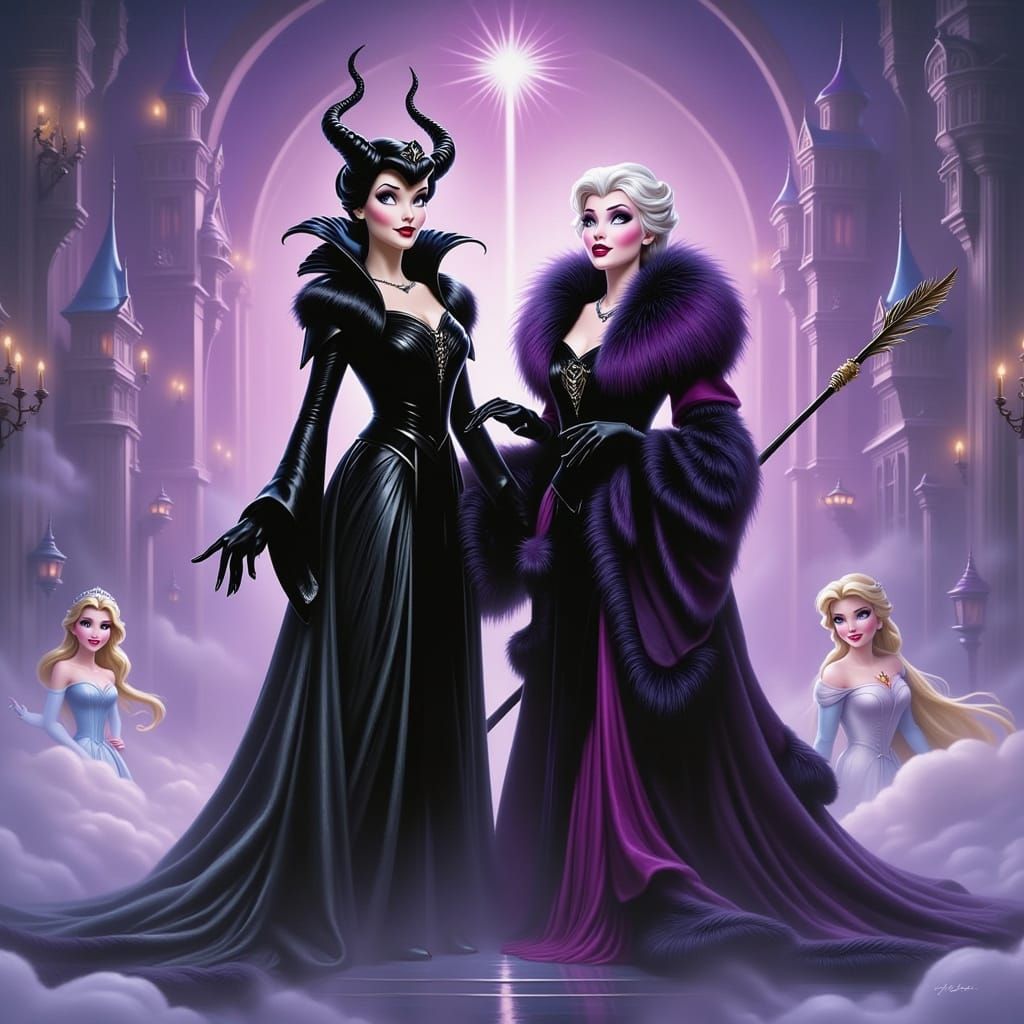 Disney Princesses with Ursula by Majestic Castle