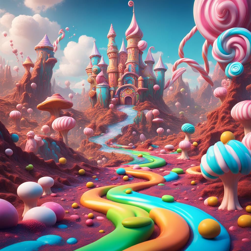 Fantastical Wonder Candy Land in Detailed Matte Painting