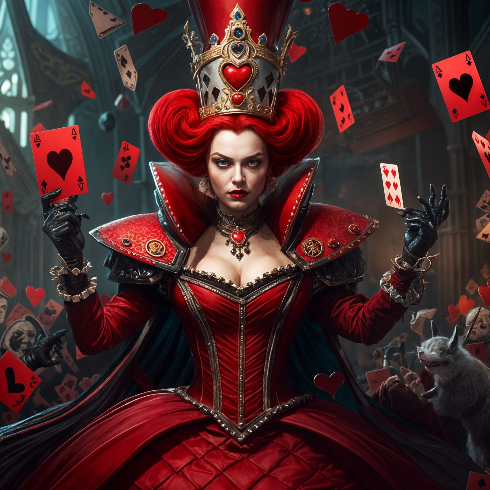 Queen of Hearts Cyberpunk Fantasy Art