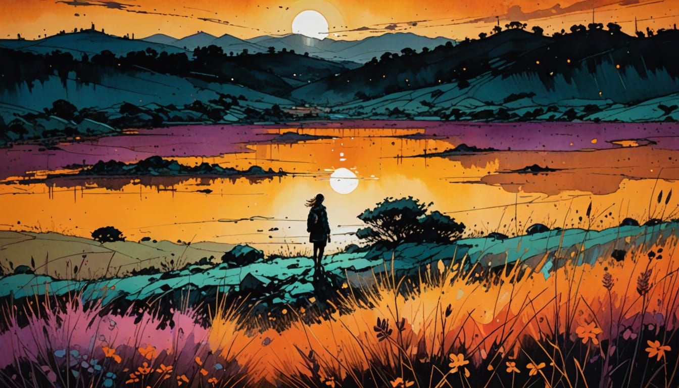 Dreamlike Mixed Media Illustration with Blended Textures