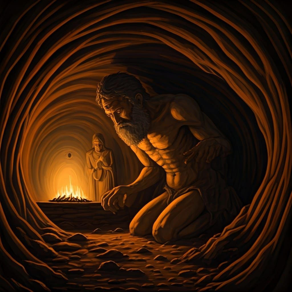 Odysseus Deceives the Cyclops: A Chiaroscuro Painting