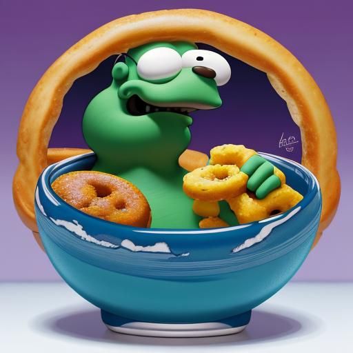 Homer Simpson Eats Keto in Cartoon Style