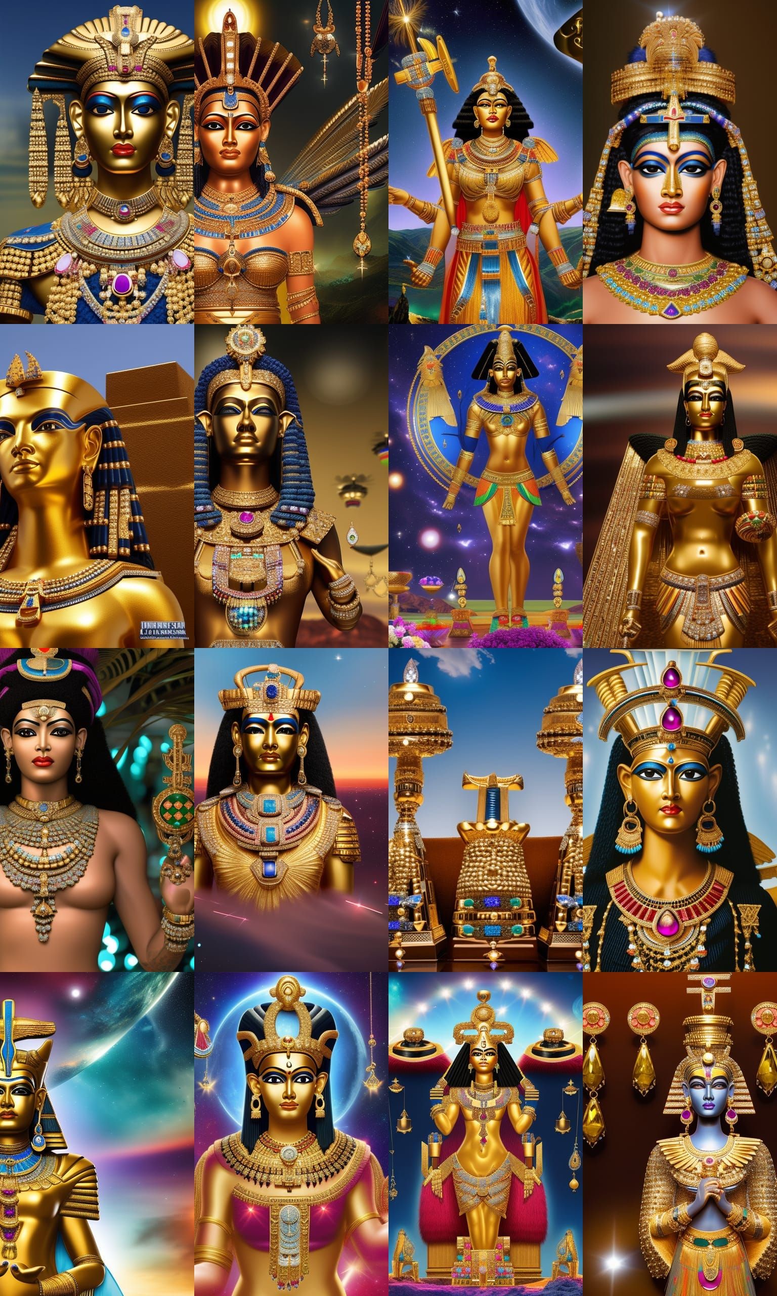 Goddess Osiris with all her jewels in all her glamor floatin...